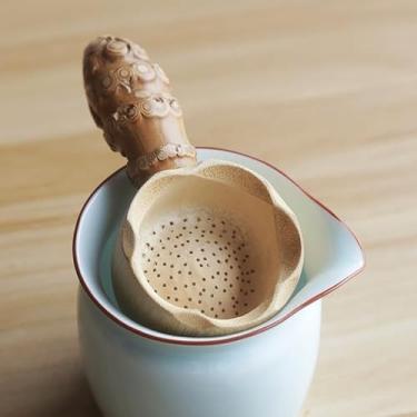 Imagem de 1 coador de chá de bambu, infusor de filtro, ferramentas de chá, peneira para preparação de chá, acessórios de bebidas, utensílios de coador, gadgets