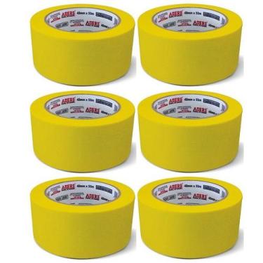 Imagem de Kit 6 Fita Crepe Automotiva A128RA Amarela 48MM X 40M Adere