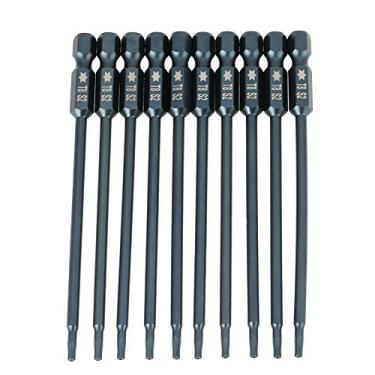 Imagem de 10 unidades 100mm 1/4 Hex Shank T8 Kit de bits de chave de fenda de cabeça de estrela de segurança magnética Duráveis ​​S2 liga de aço de alto torque para chaves de fenda