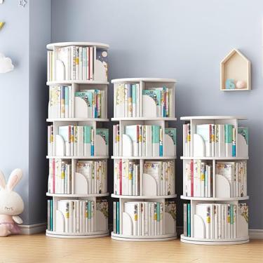 Imagem de Estante giratória de madeira maciça, estante giratória de 3 níveis de 360 graus - organizador giratório de prateleira de livros para salas de estar, estudo e escritório - moderno e divertido