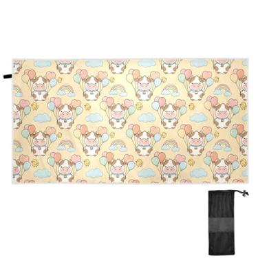 Imagem de Burbuja Toalha de praia de vacas fofas, grande, altamente absorvente, para viagem, leve, secagem rápida, à prova de areia, toalha de piscina para mulheres, homens, meninas, crianças, 78,7 x 180 cm