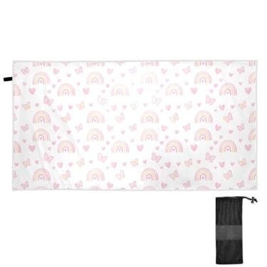 Imagem de Burbuja Toalha de praia borboletas arco-íris grande absorvente viagem leve secagem rápida à prova de areia toalha de piscina para mulheres homens meninas crianças, 78 x 180 cm