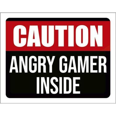 Imagem de Kit 3 Placas Decorativa - Caution Angry Gamer Inside