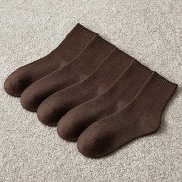 Imagem de Meias femininas antibolinhas perfumadas desodorizantes, 92,9% algodão, meias térmicas de inverno, marrom vermelho, pacote com 5