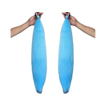 Imagem de Extensão De Rabo De Cavalo Sintético Roxo Longo E Liso 2 Peças Com Elá