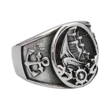 Imagem de Anel Vintage De Bússola Pirata Viking Para Homens Em Aço Inoxidável 31