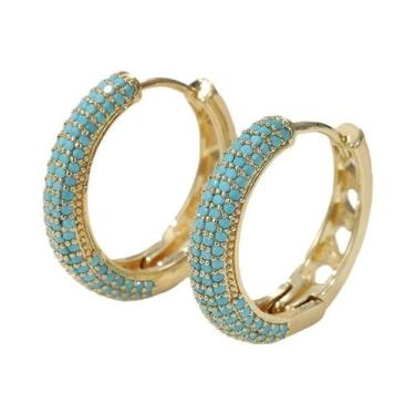 Imagem de Brincos De Argola Femininos Banhados a Ouro Com Zircônia: Acessório De