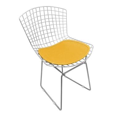 Imagem de Cadeira Bertoia Cromada Com Assento Sintético Amarelo