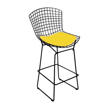 Imagem de Banqueta Bertoia Preta D80 Assento Amarelo