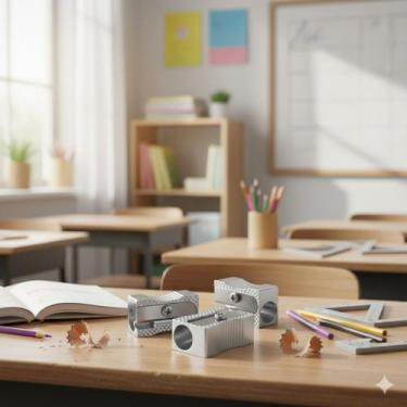 Imagem de Kit 12 Apontador de Metal Escolar e Escritório Durabilidade - própria