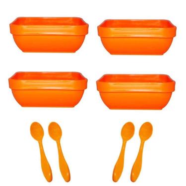 Imagem de Conjunto 4 Travessas E Colheres Laranja