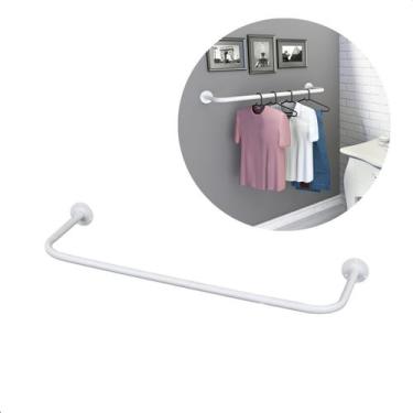 Imagem de Arara De Parede 90cm Branca P/ Roupas Cabideiro P/ Loja Casa - Zamar, 
