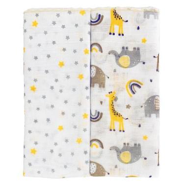 Imagem de Toalha Fralda Luxo Estampada Com 02 Unidades 68x110cm Baby Bublim Inco