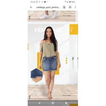 Imagem de Saia jeans, meia cocha desfiada - POST, Azul, GG
