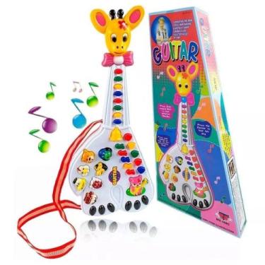 Imagem de Brinquedo Infantil Guitarra Girafa Com Luz e Sons Animais Piano 26 Tec