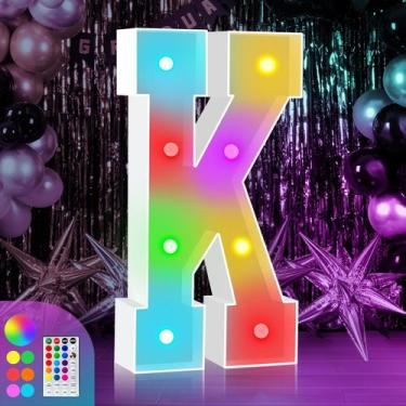 Imagem de Letra luminosa tipo marquee K ZEELY 91 cm 18 cores com controle remoto