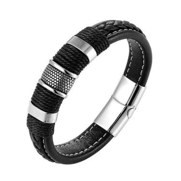 Imagem de Bracelete Pulseira Masculina Couro Luxo Moderna - VINKIN, Bracelete