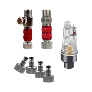 Imagem de Adaptador De Conexão Rápida 1/8 Para Aerógrafo Com 4 Conectores Extras