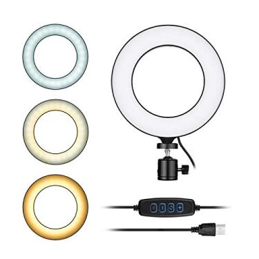 Imagem de 16cm / 6inch Mini LED Ring Light Fill-in Lamp Alimentado por USB 3 modos de iluminação 11 níveis Brilho ajustável com adaptador flexível Ballhead para transmissão ao vivo Vídeo online Selfie