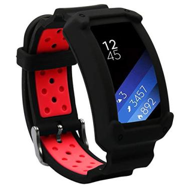 Imagem de Wonlex Gear Fit2, pulseira de silicone de substituição para Galaxy Gear Fit2 SM-R360 e Fit 2 Pro, para mulheres e homens (preto/vermelho)
