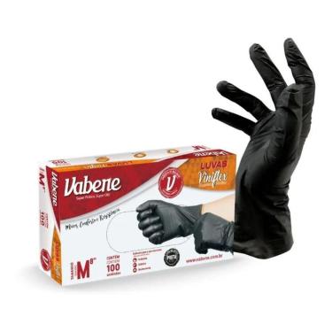 Imagem de Luva Viniflex Preta Descartável Tam M Caixa Com 100 Und