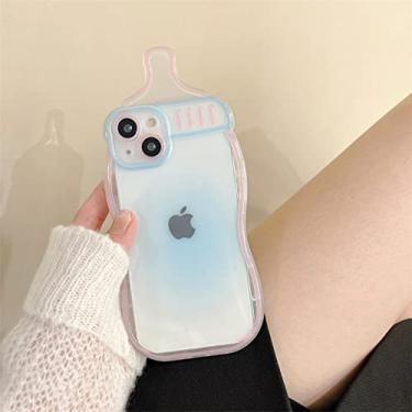 Imagem de Capa de telefone transparente com design bonito de garrafa de leite 3D para iPhone 13 Pro Max 12 11 X XS XR Gradiente Capa traseira protetora macia, b, para iPhone XR