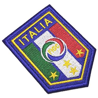 Imagem de Etiqueta TIT038T Italia Italy Team Soccer Futbol 100% bordada Patch Shield Tag Iron or Sew Size 2,75 × 3,74 pol.