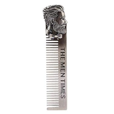 Imagem de Pente de cabelo antiestático, forma de cavalheiro de aço inoxidável portátil bolso barba pente de barbear bigode ferramenta de cabelo