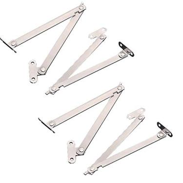 Imagem de AWOCAN 4 peças de aço inoxidável dobrável com tampa de 180 graus dobradiças de suporte para porta de armário de móveis
