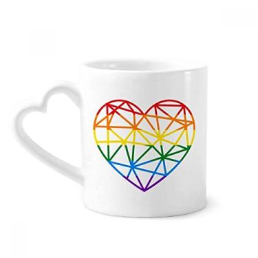 Imagem de Caneca LGBT de coração de modelagem lésbica gay arco-íris café cerâmica copo de coração de vidro