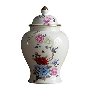 Imagem de Fenteer Vaso de Cerâmica Chinesa Decoração Arte Arranjo Floral Tradicional Bonito Estilo Oriental Armazenamento Chá Vaso Flores Secas Pote Porcelana, Estilo C, 13x19,5 cm