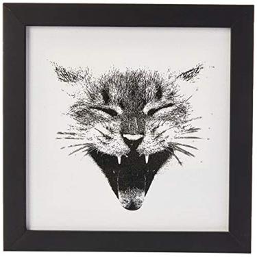 Imagem de Arte Maníacos Quadro Decorativo em Tela Canvas Gato Miau - 20x20cm (Moldura caixa em laca preta)