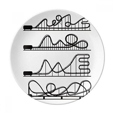 Imagem de Prato de montanha-russa preto de parque de diversões. Prato de jantar decorativo de porcelana Salver