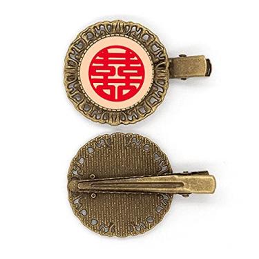 Imagem de Grampo de cabelo redondo duplo texto amor casamento grampo de cabelo