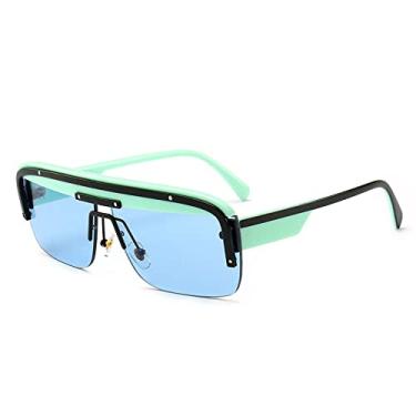 Imagem de Óculos de Sol Masculino Vintage Feminino Estilo Retro Vapor Punk Armação de Metal Redonda Lente Espelhada Óculos de Sol Óculos de Sol, D04 Verde Azul, Tamanho Único