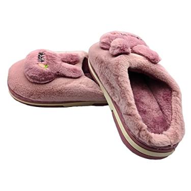 Imagem de Pantufa 3d infantil Chinelo Bichinho Orelha Coelho Pelinho Inverno Proteção Frio 1 par Cor:Lilas;Tamanho:28-29BR 21cm