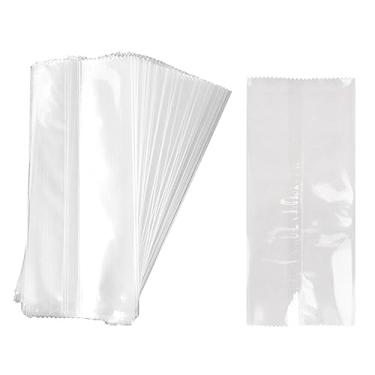 Imagem de AKOAK 100 unidades de sacos plásticos de picolé transparentes, adequados para bolo, pão, embalagem de chocolate e sacos de sorvete