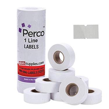 Imagem de Perco 1 linha de etiquetas brancas adesivas para freezer – 1 manga, 8.000 etiquetas de preço em branco para armas Perco 1 linha de preço e data