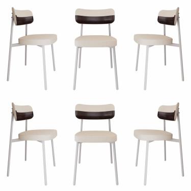 Imagem de Cadeira Alloa Fixa com 4 Pés 50 X 44,7 X 83,8 Cm com 6 Unidade Palha/Café/Branco Epoxi