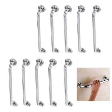 Imagem de Alça de Apoio Barra Inox 40cm kit 10 Unidades Banheiro Idoso Deficient