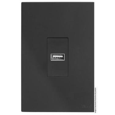 Imagem de Kit Entrada Usb 2.A Vertical 4X2 Brs12323-4Gf - Blux Recta Grafite Sat