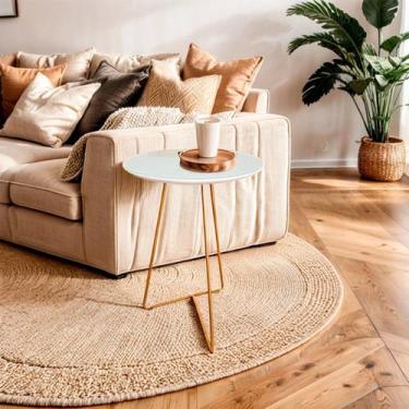 Imagem de Mesa de Canto Lateral Paris Metal com Vidro 50x40 Cm - Casa Uai