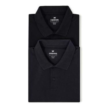 Imagem de Kit Com 2 Camisas Polo Básicas Masculinas Em Piquet - Hering, P, Preto