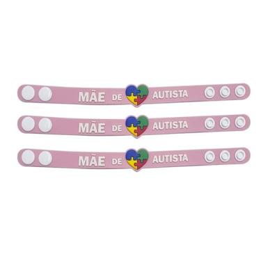 Imagem de Pulseira infantil emborrachada com regulagem pai mãe de autista identi