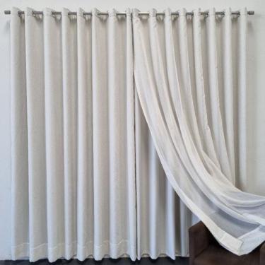 Imagem de Cortina Blecaute 100% De Voil Linho Com Forro Corta Luz Tecido 4,00x2,