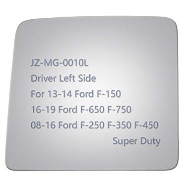 Imagem de JZSUPER Espelho retrovisor para reboque de vidro para Ford F250 F350 F450 Super Duty 2016-2019 F650 F750 2013-2014 F150 Substituição plana do caminhonete dianteiro e esquerdo do motorista)