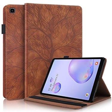 Imagem de Pefcase Capa para Samsung Galaxy Tab A 20.3 cm 2020 SM-T307 PU Leather Folio Stand Capa protetora leve com porta-lápis bolso para cartão cinto elástico para Galaxy Tab A 8.4 tablet 2020 - marrom