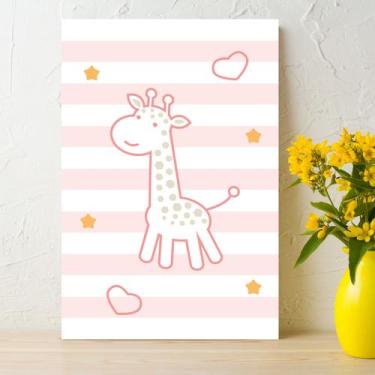 Imagem de Placa Decorativa MDF Infantil Girafa Rosa 30x40cm - Quartinhos