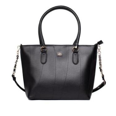 Imagem de Bolsa Feminina Rafitthy Tiracolo Grande com Correntes e Costuras Preto-Feminino