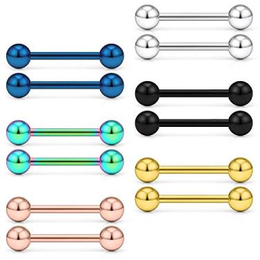 Imagem de Ftovosyo Anel de aço inoxidável 12G roscado externamente PA língua protetor de mamilo barra piercing corporal retenção de joias 12-16 mm, Metal